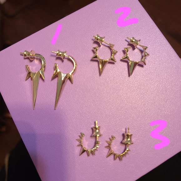 NEW Gabriella Smooth Triple Spike Earrings SILVER - Picture 4 of 4